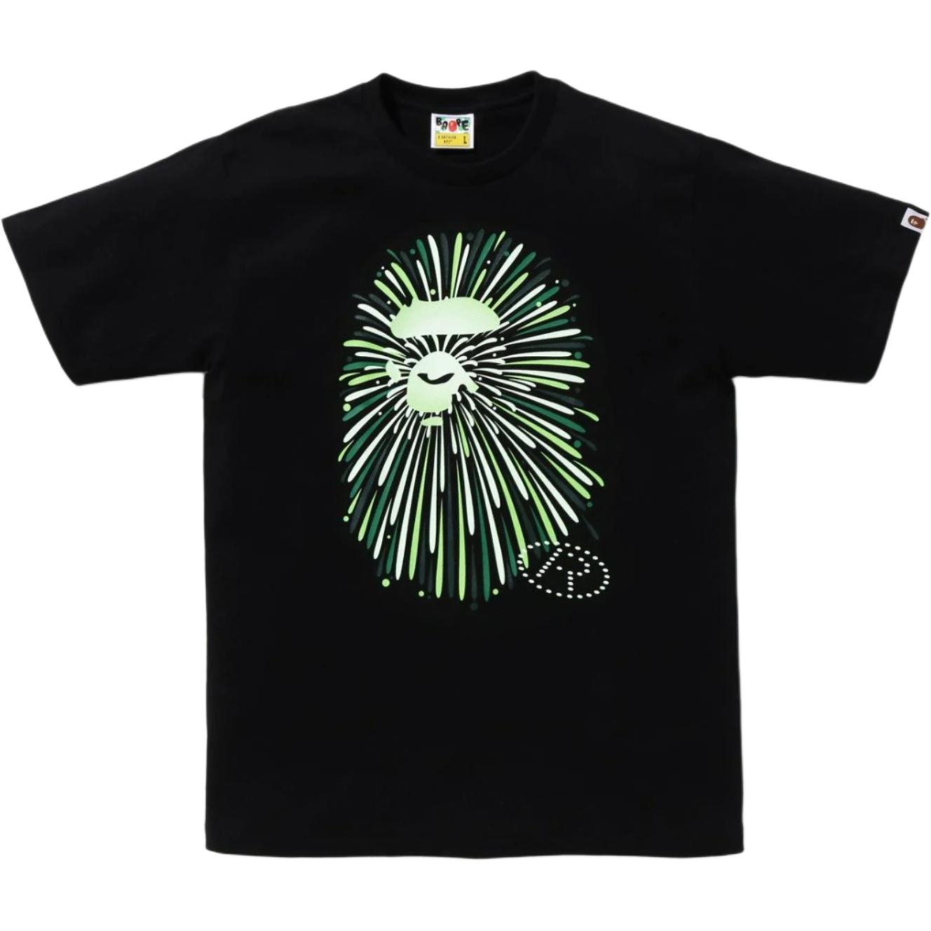 

Футболка Bape Ape Head Firework I A BATHING APE, черный зеленый