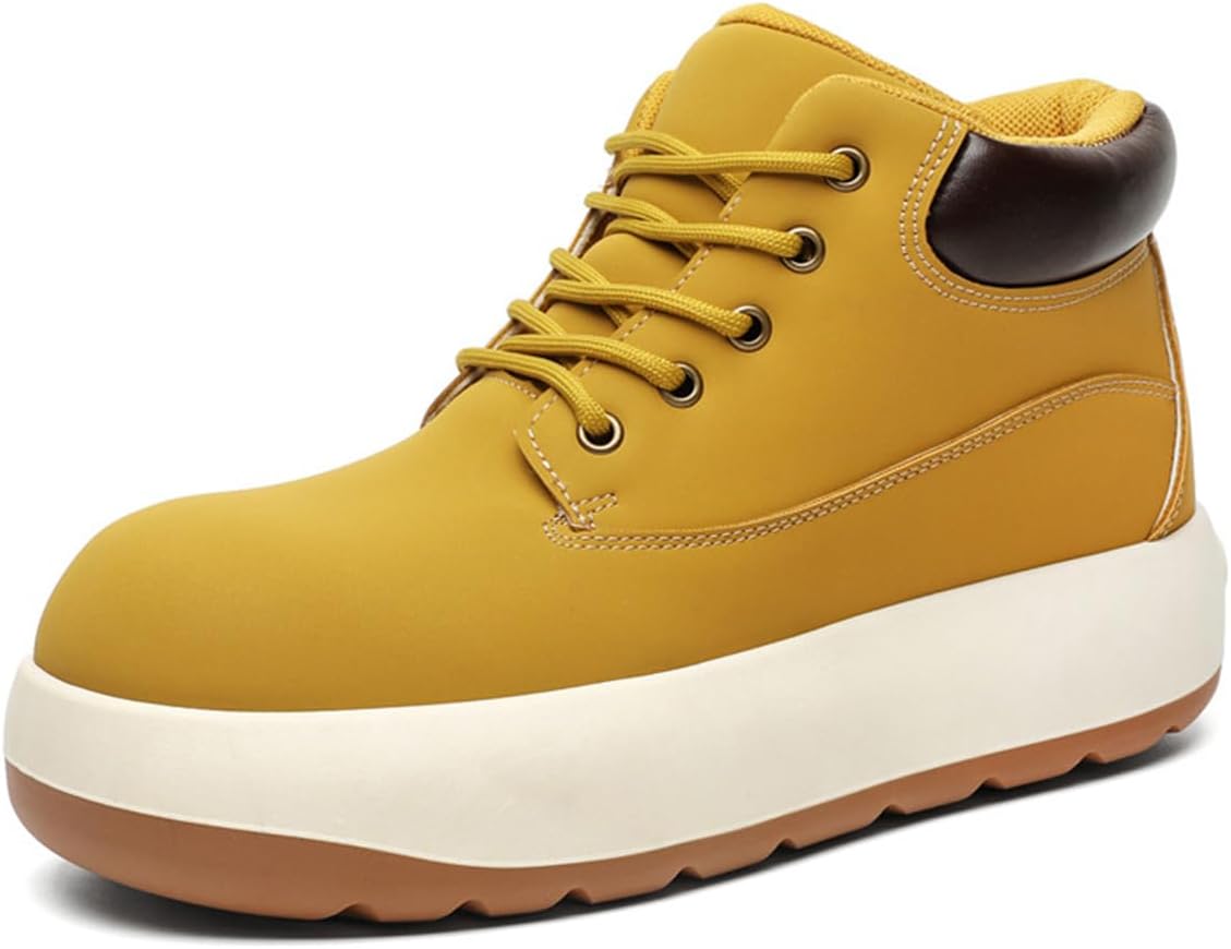 

Мужские модные ботинки на щиколотку, удобные, с шнуровкой, высокие повседневные туфли, объемная подошва для ежедневной носки Zhoupulp, желтый