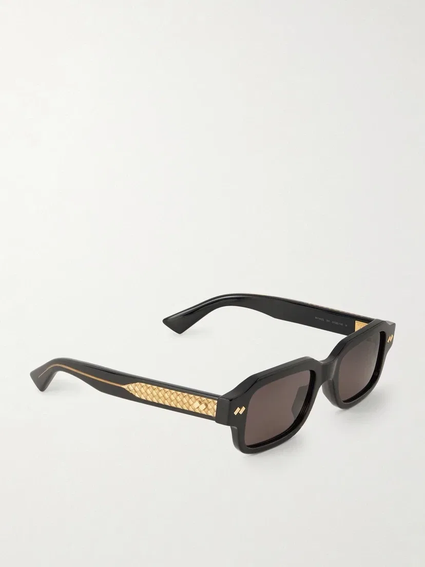 Солнцезащитные очки Intrecciato прямоугольной формы из ацетата BOTTEGA VENETA EYEWEAR, черный — фото 3