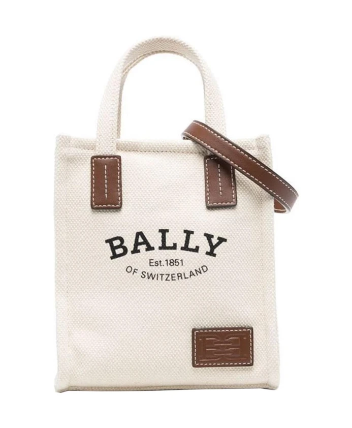 

Миниатюрная сумочка с плечевым ремнем и логотипом. Bally, бежевый