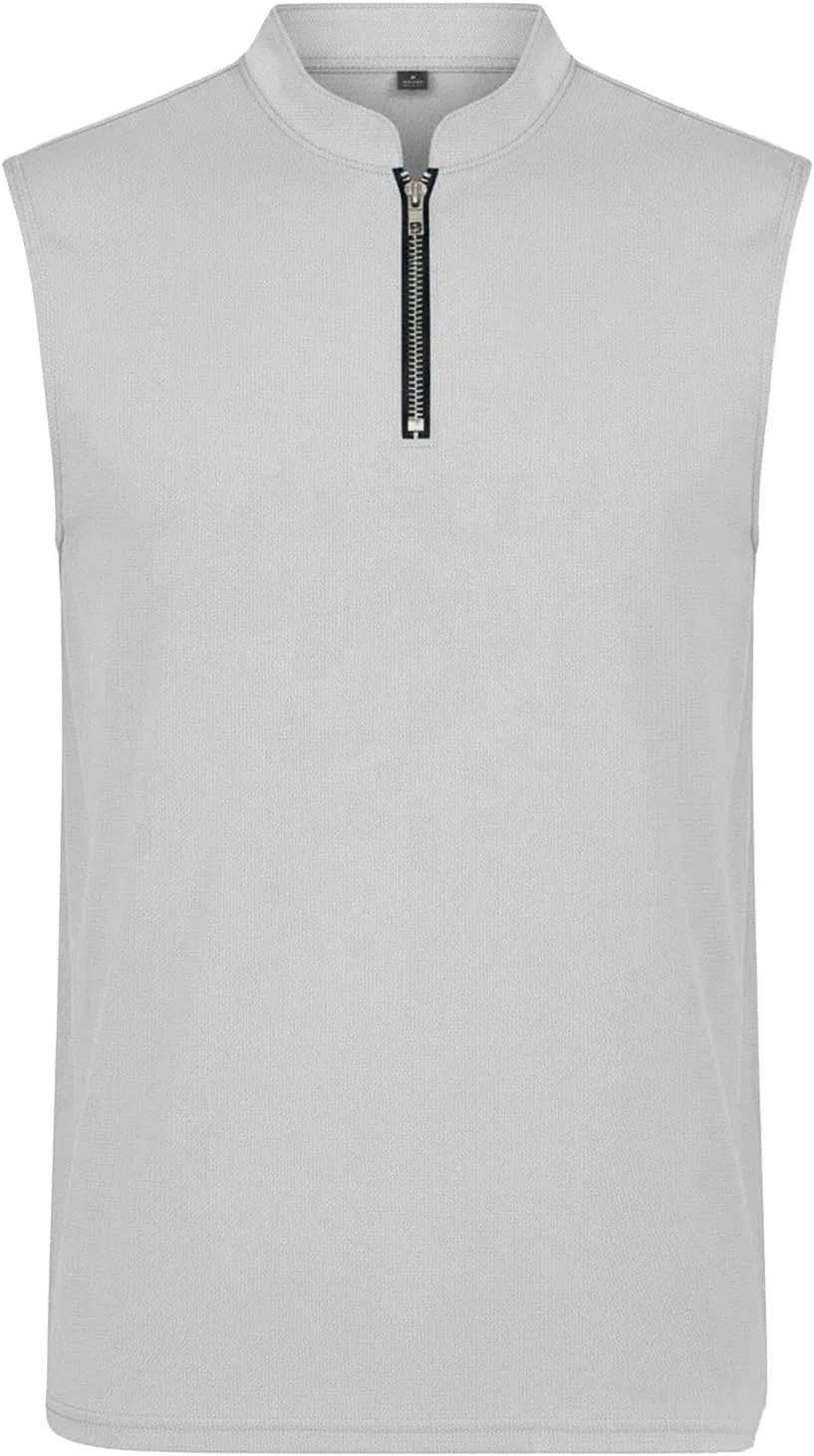 Мужская майка для тренировок Athletic Running Muscle Shirt 1/4 Zip, серый — фото 3