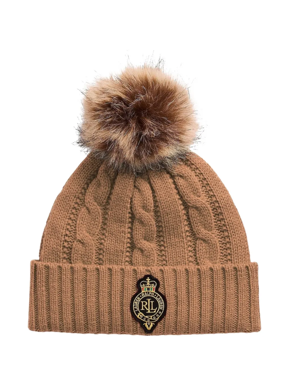 

Вязаная шапка с помпоном Lauren Ralph Lauren, коричневый
