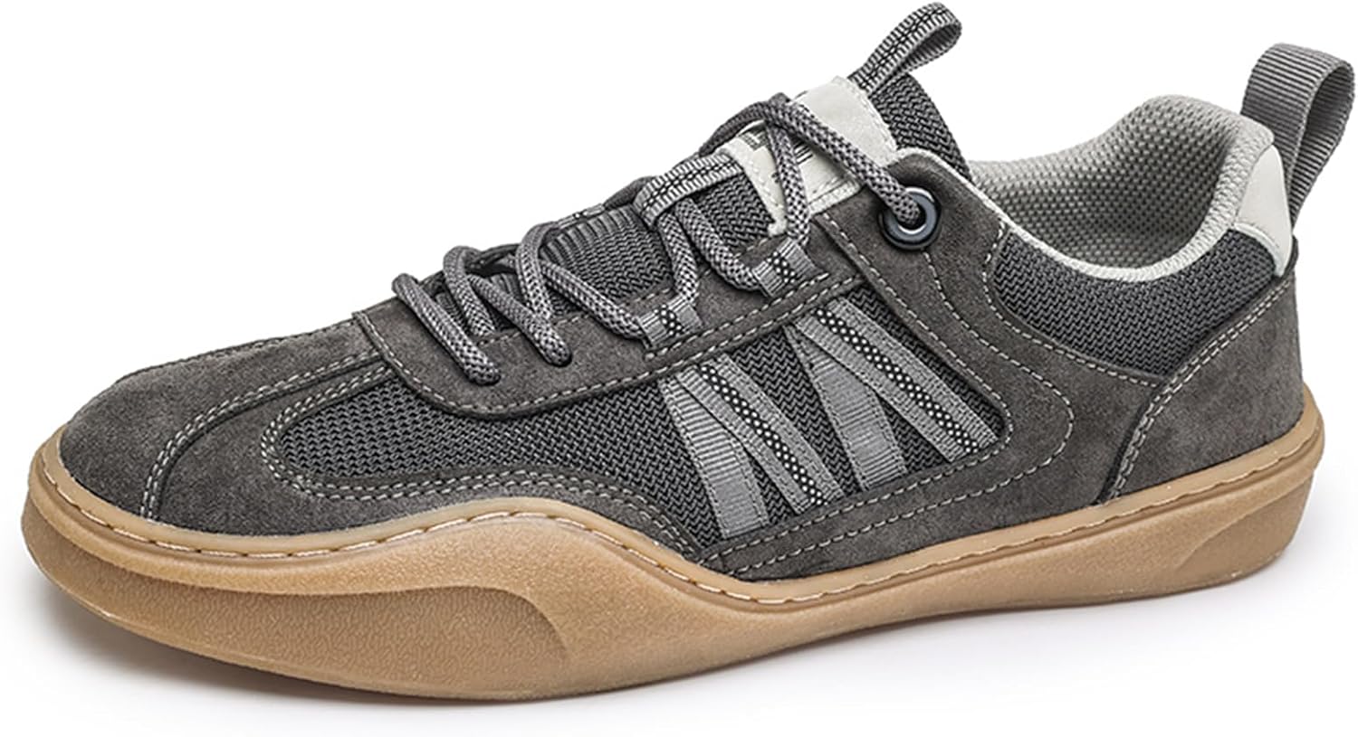 

Мужские модные кроссовки с дышащей сеткой и кожей, шнуровка, повседневные низкие мягкие кроссовки с подошвой из говяжьего сухожилия, против скольжения, для ходьбы, вождения и ежедневного ношения Jhfdioy, серый