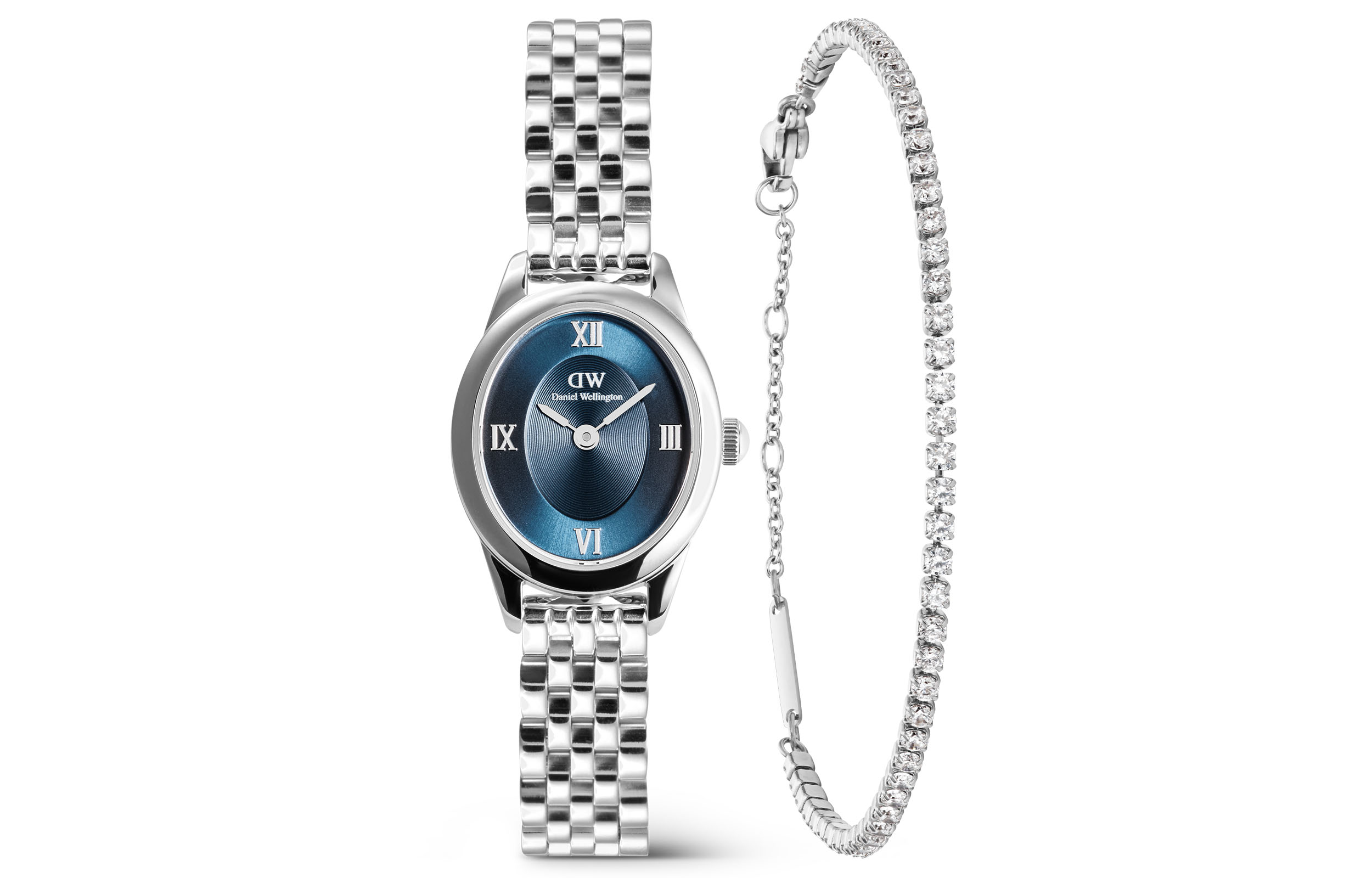 

DW/DanielWellington Часы Daniel Wellington Wrist Watch Quartz Movement Stainless Steel Watchband Blue Dial Women's Watch Bracelet Set