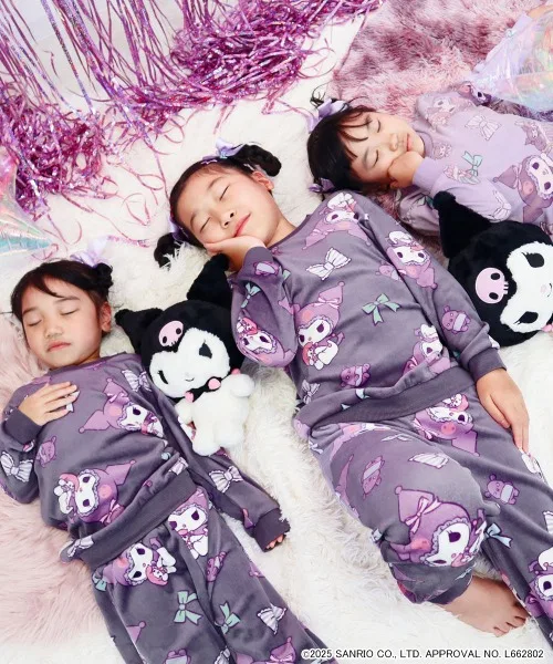 Комплект пижамы детский Kuromi stretch soft boa длинный рукав, чакоул-серый — фото 2