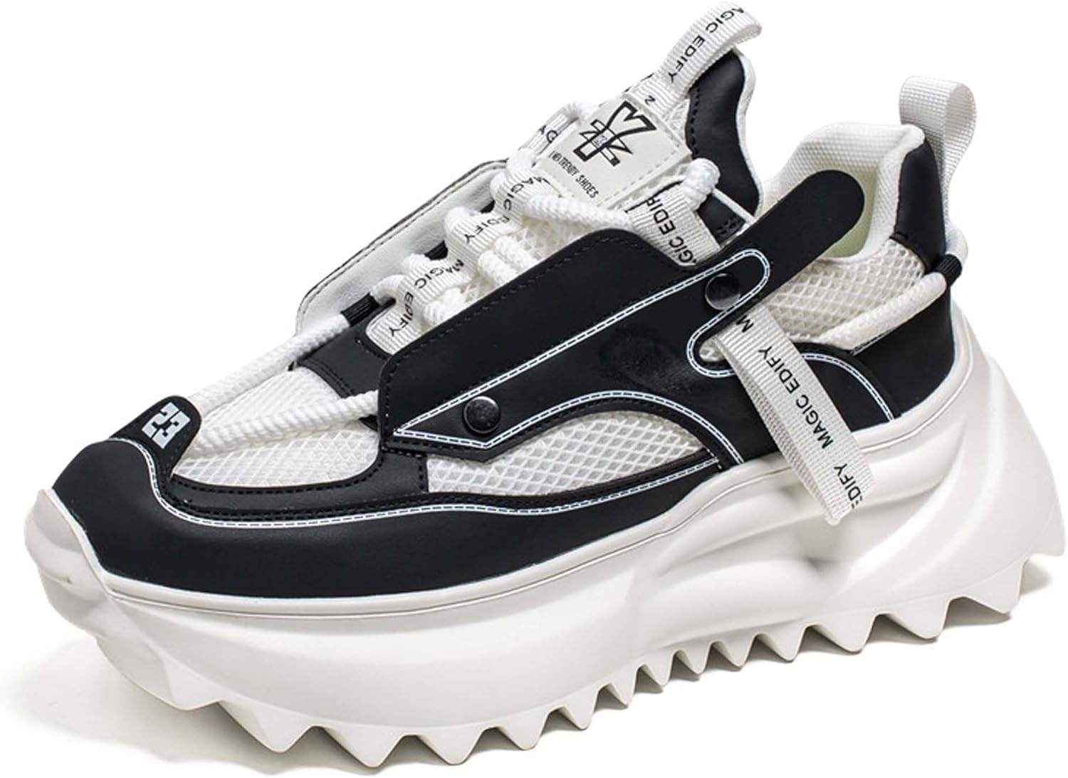 

Мужские дышащие кроссовки с толстой подошвой, модные высокие повседневные туфли на шнуровке, противоскользящие беговые кроссовки, обувь для прогулок, увеличивающая рост Dzbajrqm, белый/черный