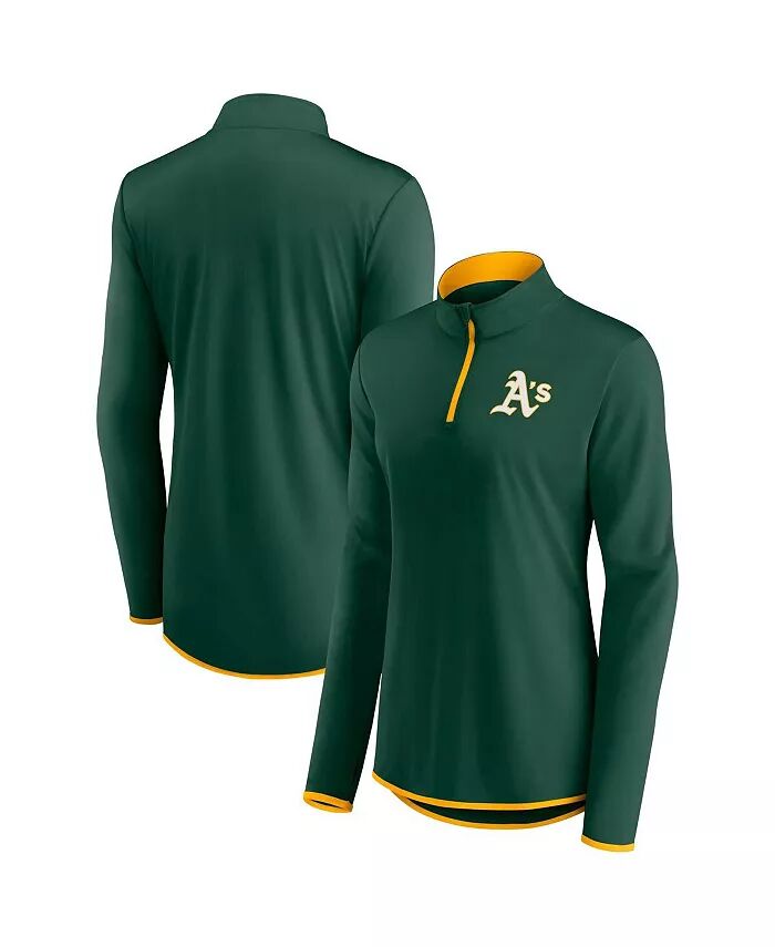 

Женский зеленый топ Oakland Athletics Corner с застежкой-молнией на четверть Fanatics