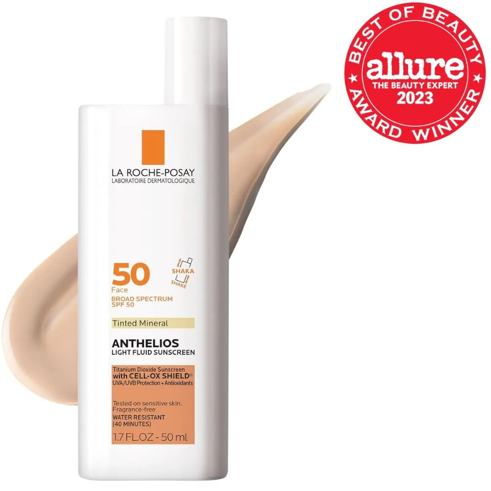 La roche-posay anthelios солнцезащитный крем SPF 40, ультралегкая жидкость широкого спектра SPF 40, для лица с диоксидом титана, легкий и быстро впитывающийся, без масла, матовый финиш, Tinted — фото 2