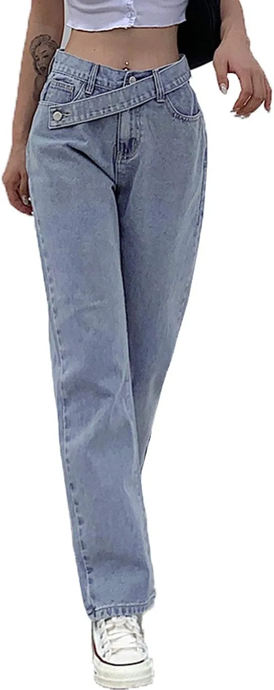 

Стильные женские прямые джинсы Mid Waist Relaxed Fit Honganda