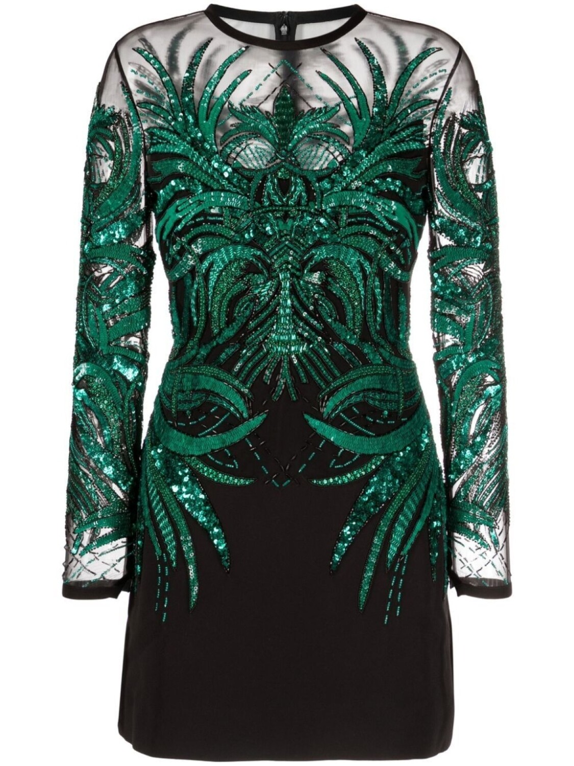

Платье мини с вышивкой бисером Elie Saab, зеленый