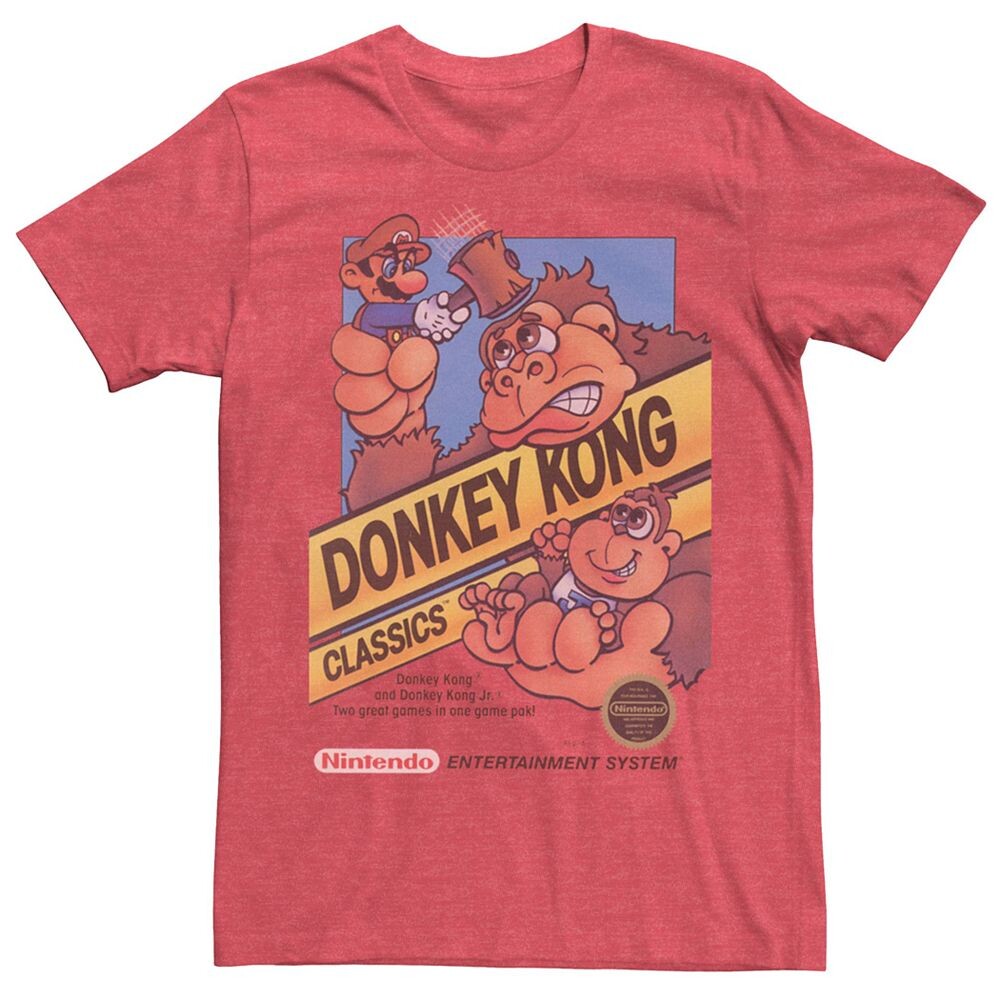 

Мужская футболка Nintendo Donkey Kong Classics Box Art Licensed Character, цвет Red Heather
