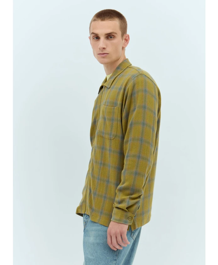 Рубашка из хлопка в клетку с застежкой молнией спереди Stüssy, зеленый — фото 2