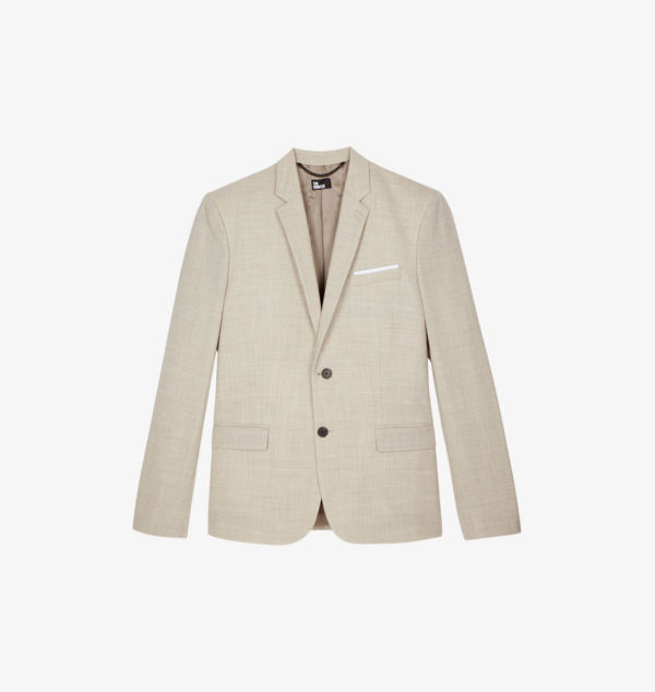 

Однобортный шерстяной пиджак с заостренными лацканами The Kooples, бежевый