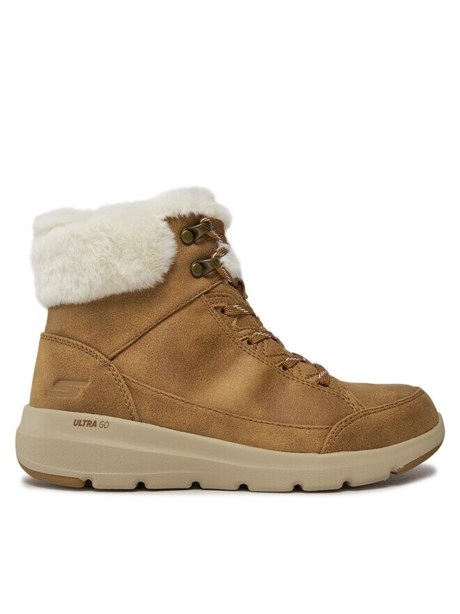 Ботинки женские Skechers Glacial Ultra Cozyly на плоской подошве, коричневый