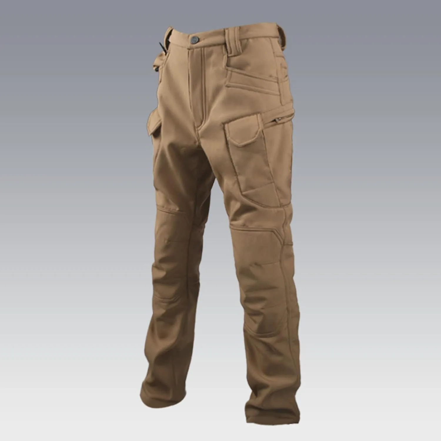 Тактические штаны для мужчин Fleece Slim Fit Straight Leg Cargo с множеством карманов — фото 4