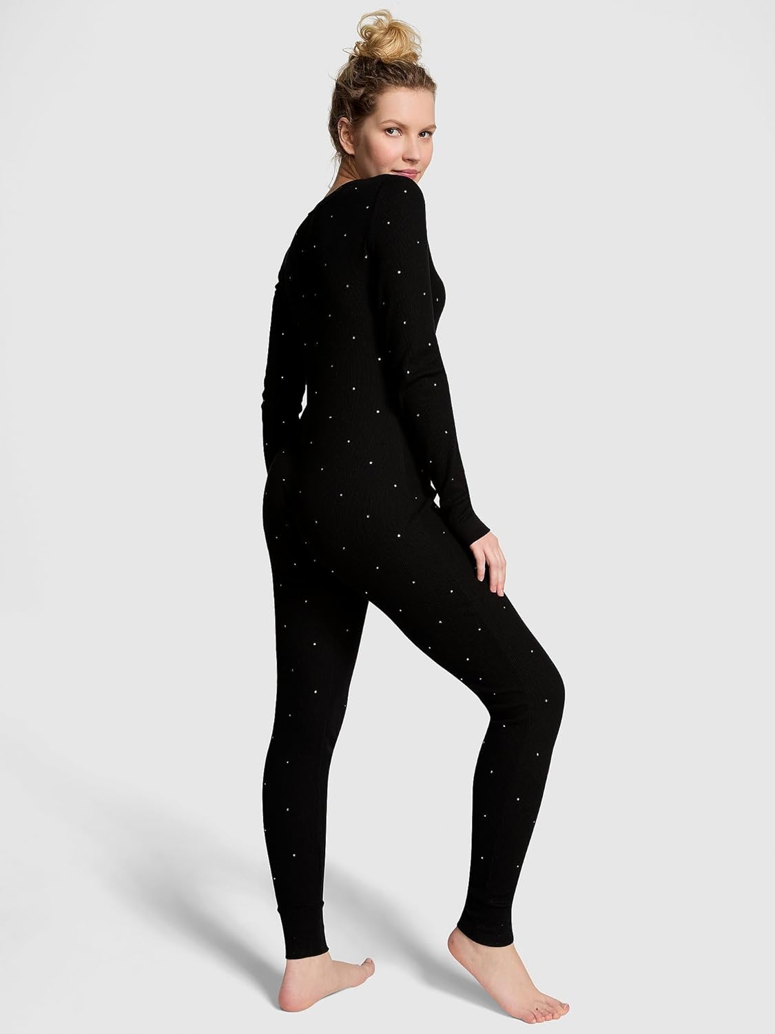 Victoria's Secret PINK термокомбинезон, пижамный комплект, одежда для сна для женщин (XS-XXL), Pure Black Bling — фото 2