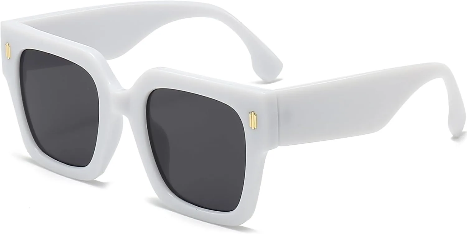 

Модные большие квадратные солнцезащитные очки для женщин и мужчин в толстой оправе, черные, с защитой от УФ-излучения UV400 (A7 белый/серый) ZIMUSUN, A7 White/Grey