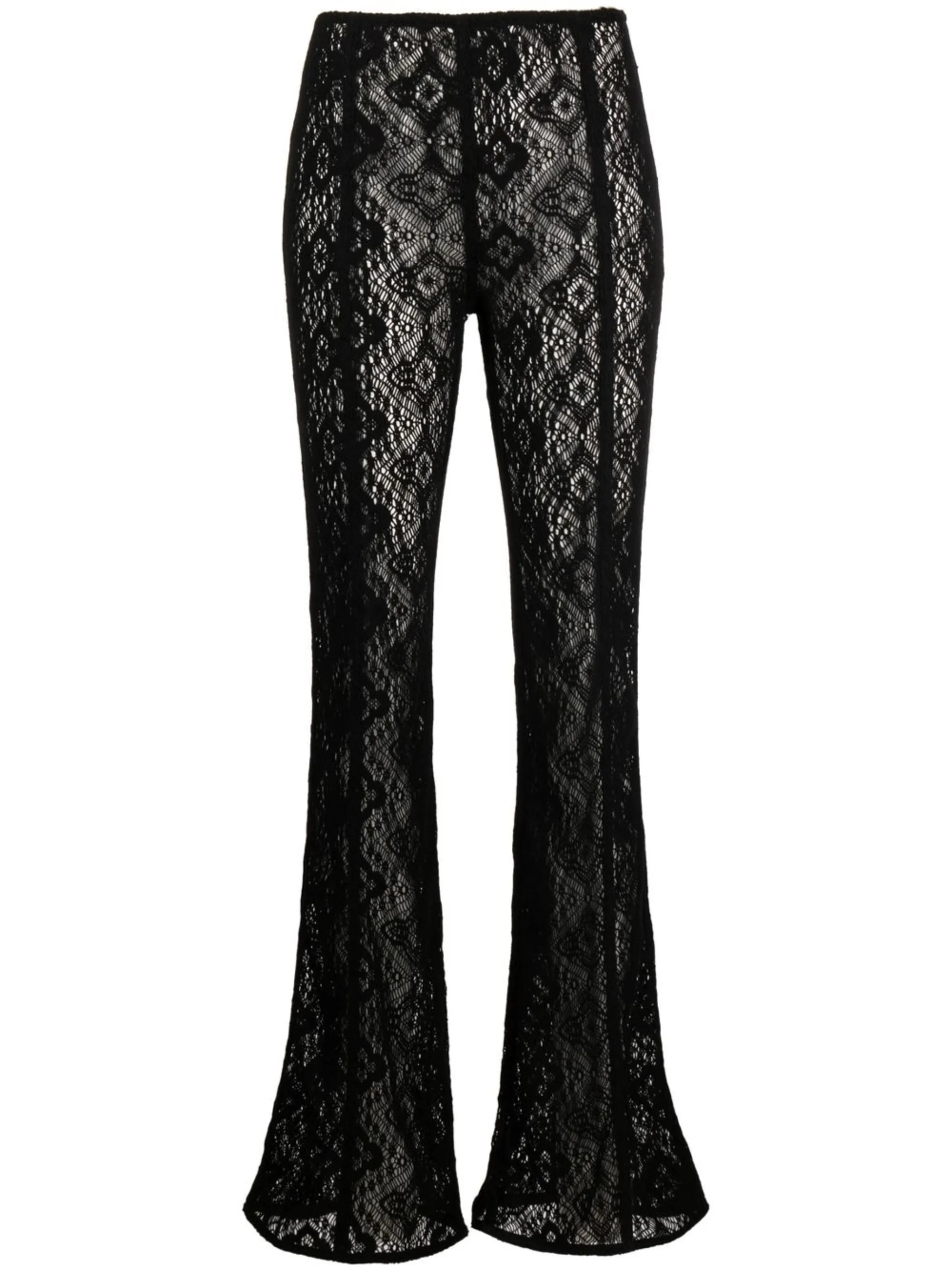 

Расклешенные кружевные брюки Ganni, черный