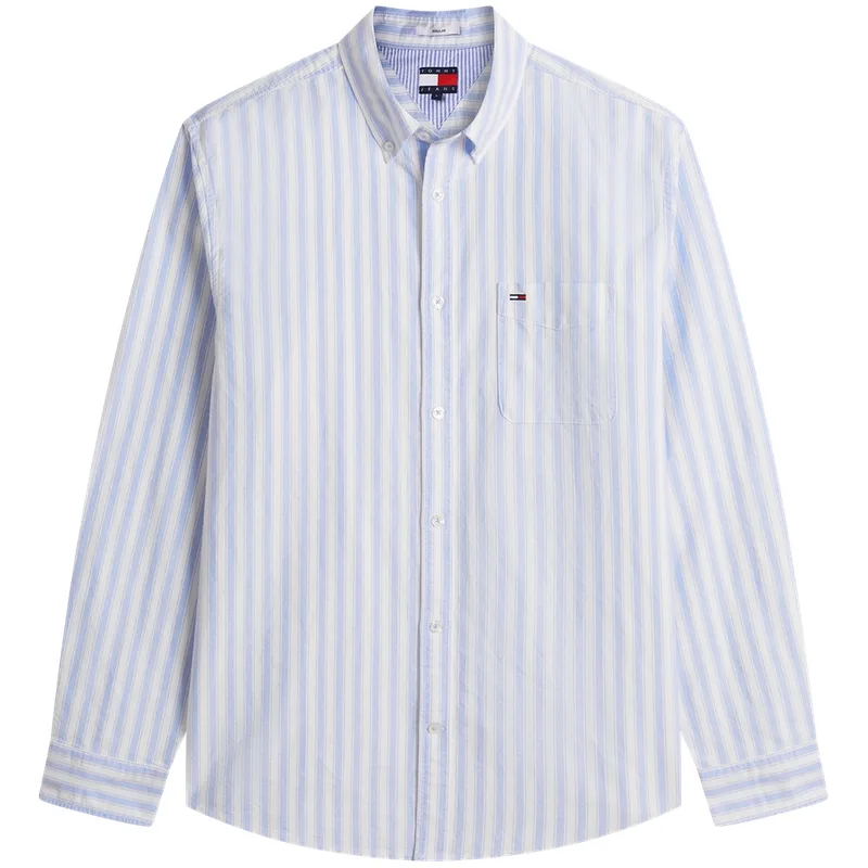 Рубашка мужская с лацканом Tommy Hilfiger, Gray Pink White Stripes PKD — фото 3