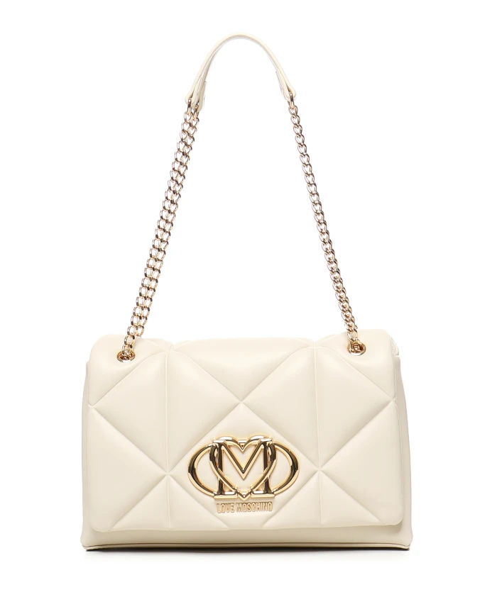

Белая сумка через плечо с золотыми деталями Love Moschino, бежевый