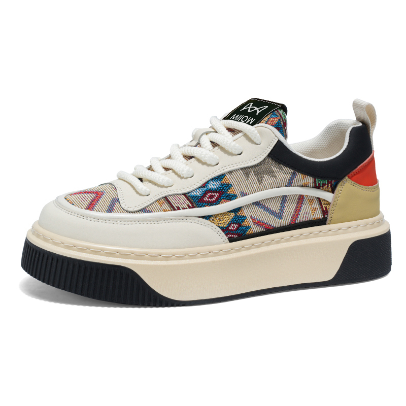 

MIIOW Износостойкие мужские скейтерские кеды низкие бело-черные, цвет White Black