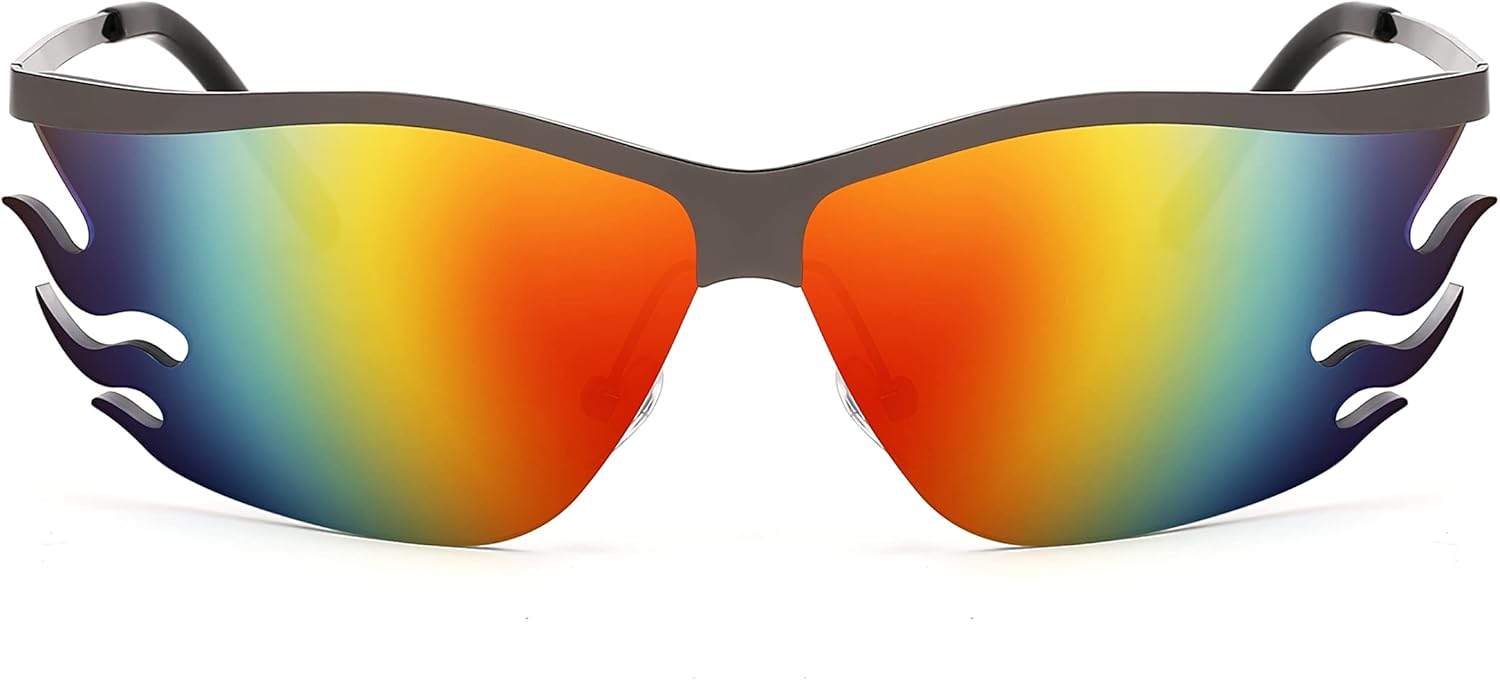 

Солнцезащитные очки FEISEDY в стиле ретро, ​​квадратные, для женщин и мужчин, модные винтажные, в стиле Y2K, с тонированными линзами, артикул B2882, 002 Gray Frame/Rainbow Mirrored Lens