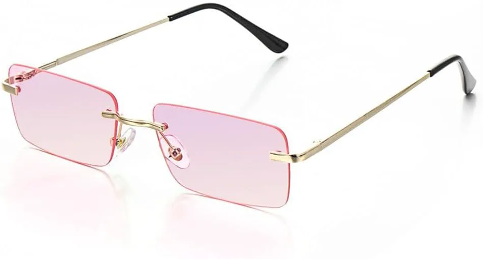 

Солнцезащитные очки без оправы прямоугольной формы для женщин, модные очки без оправы для мужчин, сверхлегкие очки с защитой от УФ-излучения UV400 MTZJH, Gray Orange