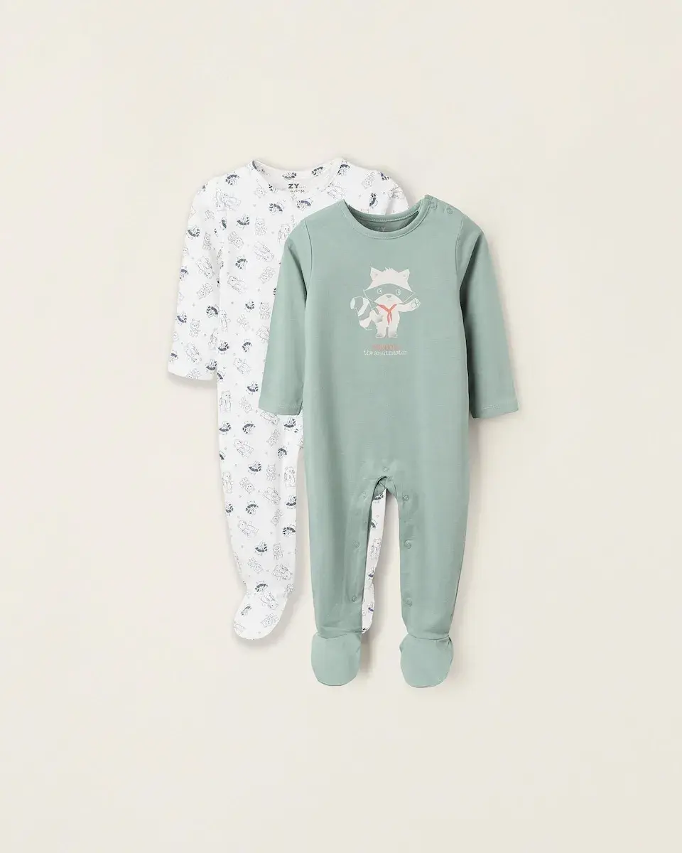 

Набор из 2 детских пижам для мальчика, 100% хлопок с принтом/узором Zippy, зеленый