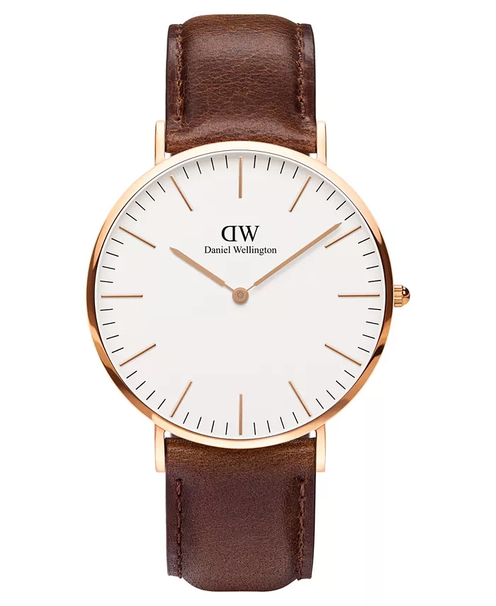 

Мужские классические кожаные часы 40 мм коричневые Daniel Wellington