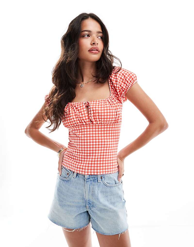 

Топ доярка ASOS DESIGN с клетчатым принтом и завязкой спереди