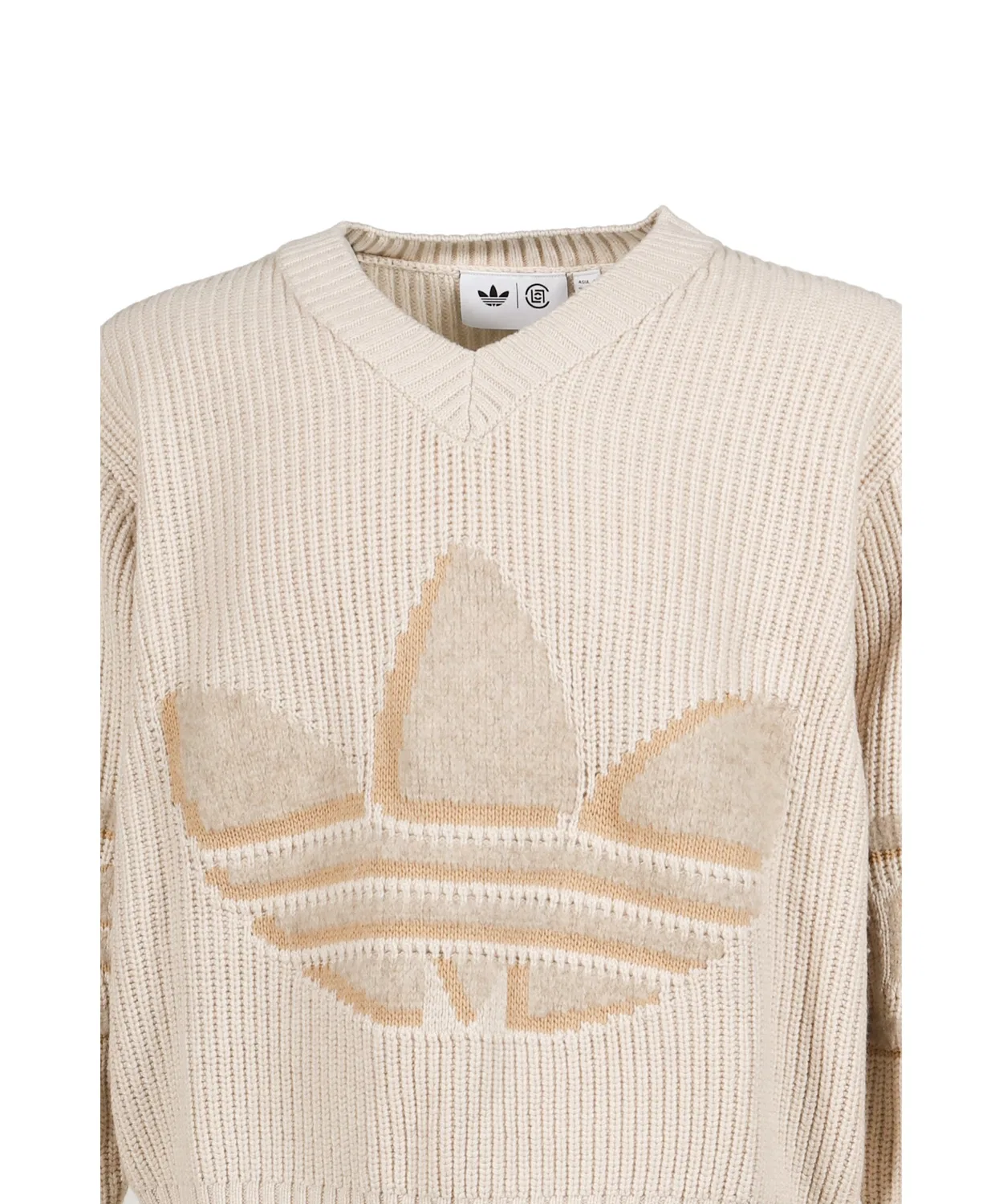 Свитер regular fit с V-образным вырезом adidas Originals CLOT SST LS SWEAT офф-вайт — фото 4