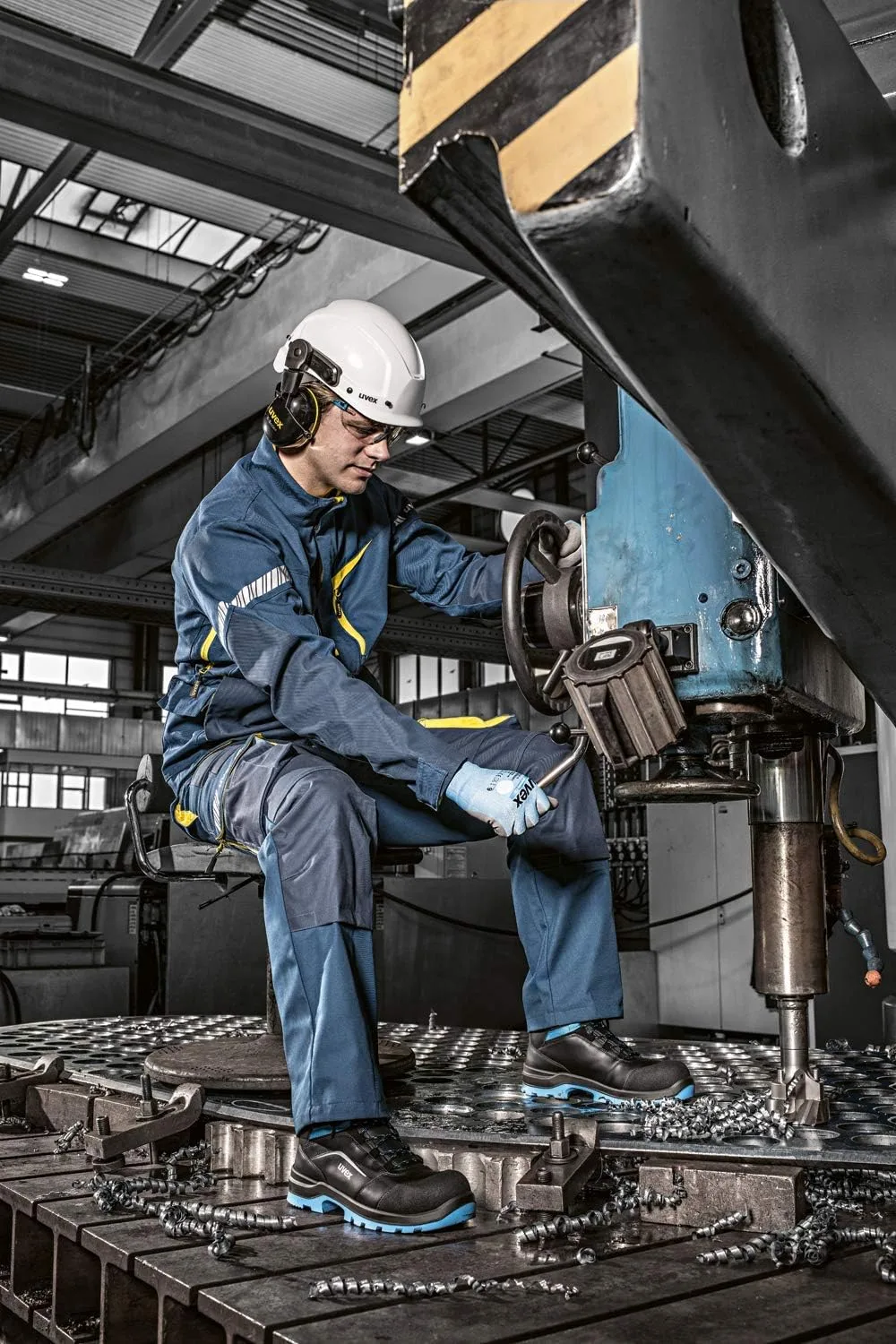Мужские кожаные рабочие ботинки Uvex 2 Xenova S3, черный/синий — фото 3