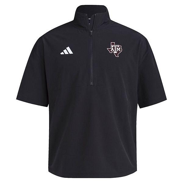 Мужская черная тренировочная куртка Texas A&M Aggies 2024 с полузастежкой и коротким рукавом Adidas — фото 3