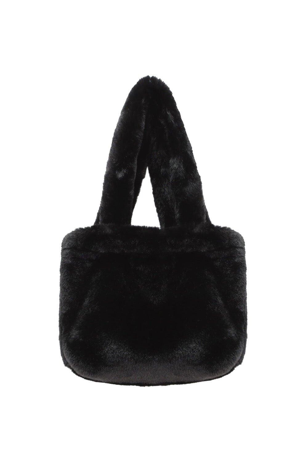 

Пушистая большая сумка из искусственного меха My Accessories London, черный