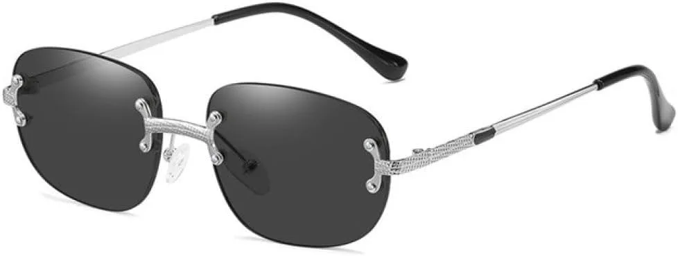 

Солнцезащитные очки без оправы для женщин, модные квадратные солнцезащитные очки в стиле стимпанк, женские очки с защитой от УФ-излучения UV400 для мужчин MTZJH, Gray