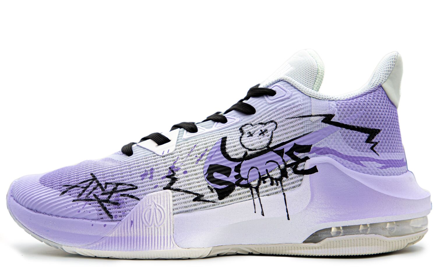 

Nike Мужские баскетбольные кроссовки Air Max Impact с противоскользящей подошвой и износостойким покрытием, черно-фиолетовые, цвет Black Purple