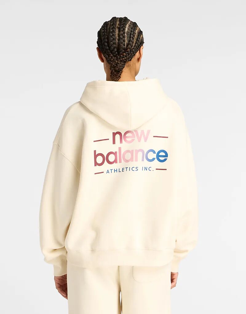 

Толстовка свободного кроя New Balance Reimagined бежевого цвета из флиса