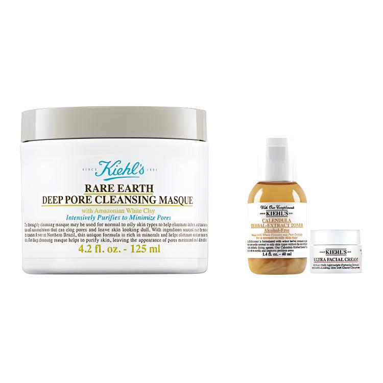 

Kiehl's Набор KEYANSHI White Mud очищающая маска уход за кожей подтягивающая увлажняющая 125ml+тонер 40ml+крем 14ml