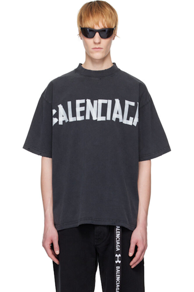 

Черная футболка с ленточным узором Balenciaga