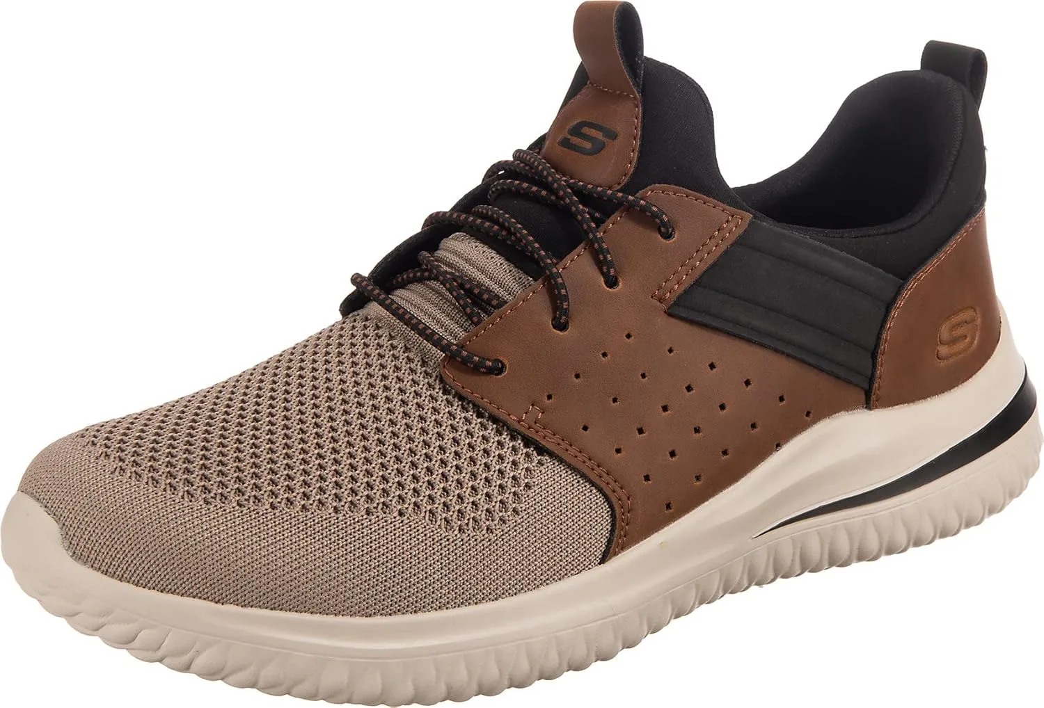 Мужские походные кроссовки Skechers с вязаным верхом и шнуровкой на резинке, бежевый