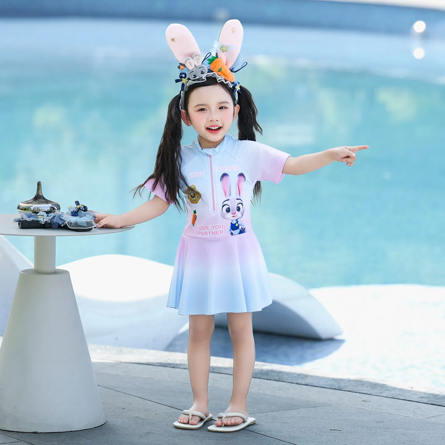 Купальник для девочек Disney Pre School Swimwear Thin Stretch синий — фото 3