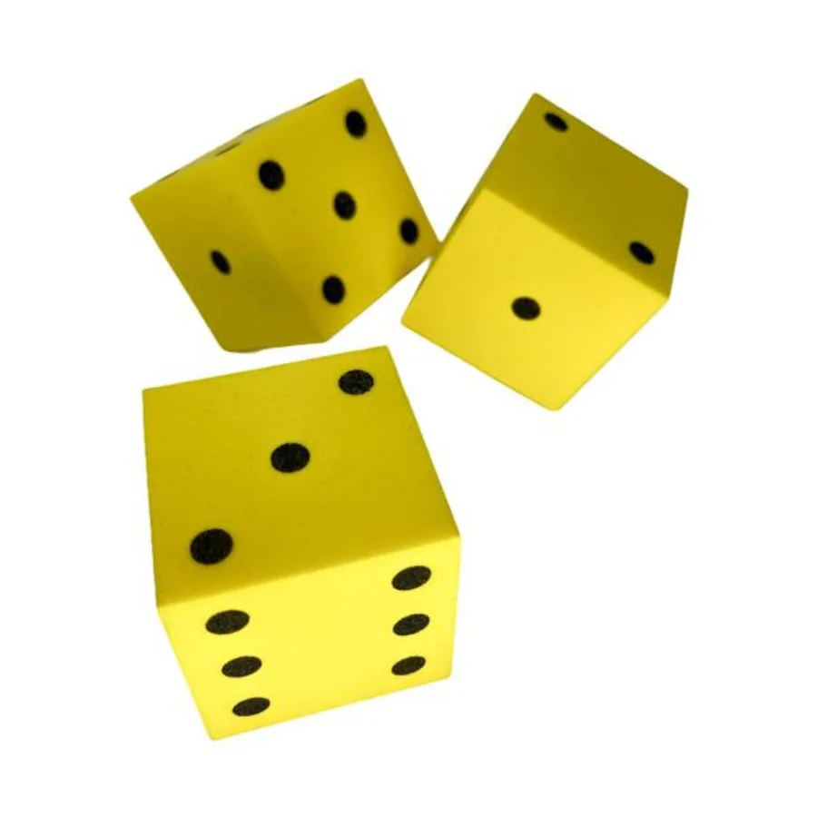 

d6 50 мм пенопластовые кубики - желтые, Dice - Foam (Koplow)