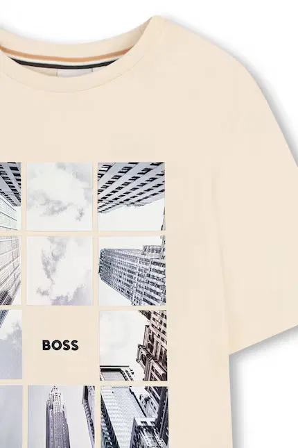 Футболка хлопковая BOSS, бежевый — фото 4