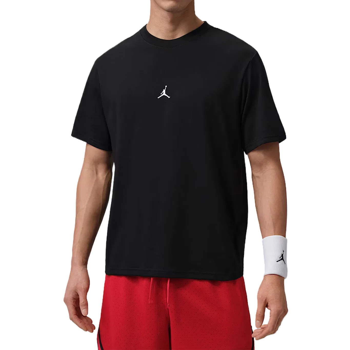 Футболка спортивная мужская Black/White, crew neck, moderate Jordan