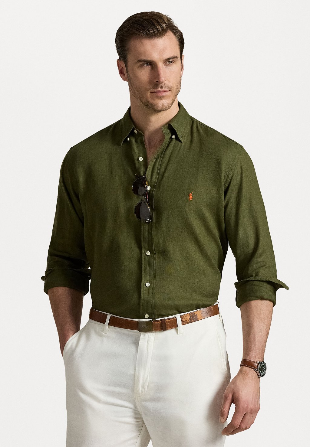 

Рубашка LINEN SHIRT Polo Ralph Lauren Big & Tall, оливковый