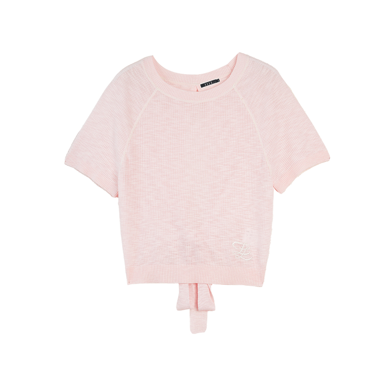 

ELLE Тонкий вязаный свитер с круглым вырезом для женщин в розовом цвете