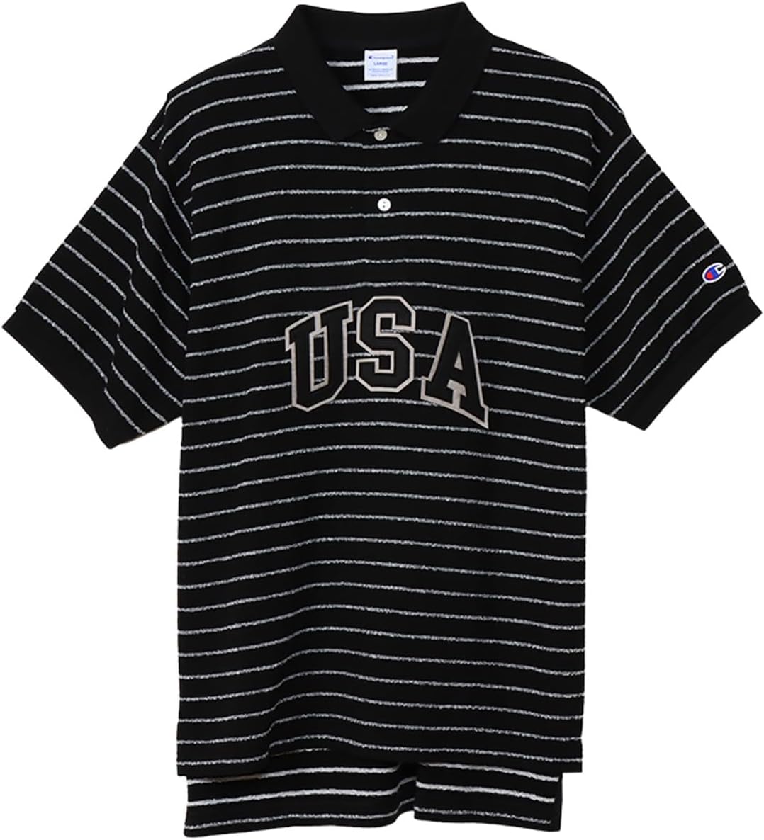 

Мужская рубашка-поло Champion с коротким рукавом, модель Action Style, C3-Z308, с разрезами спереди и сзади и графическим принтом, черный