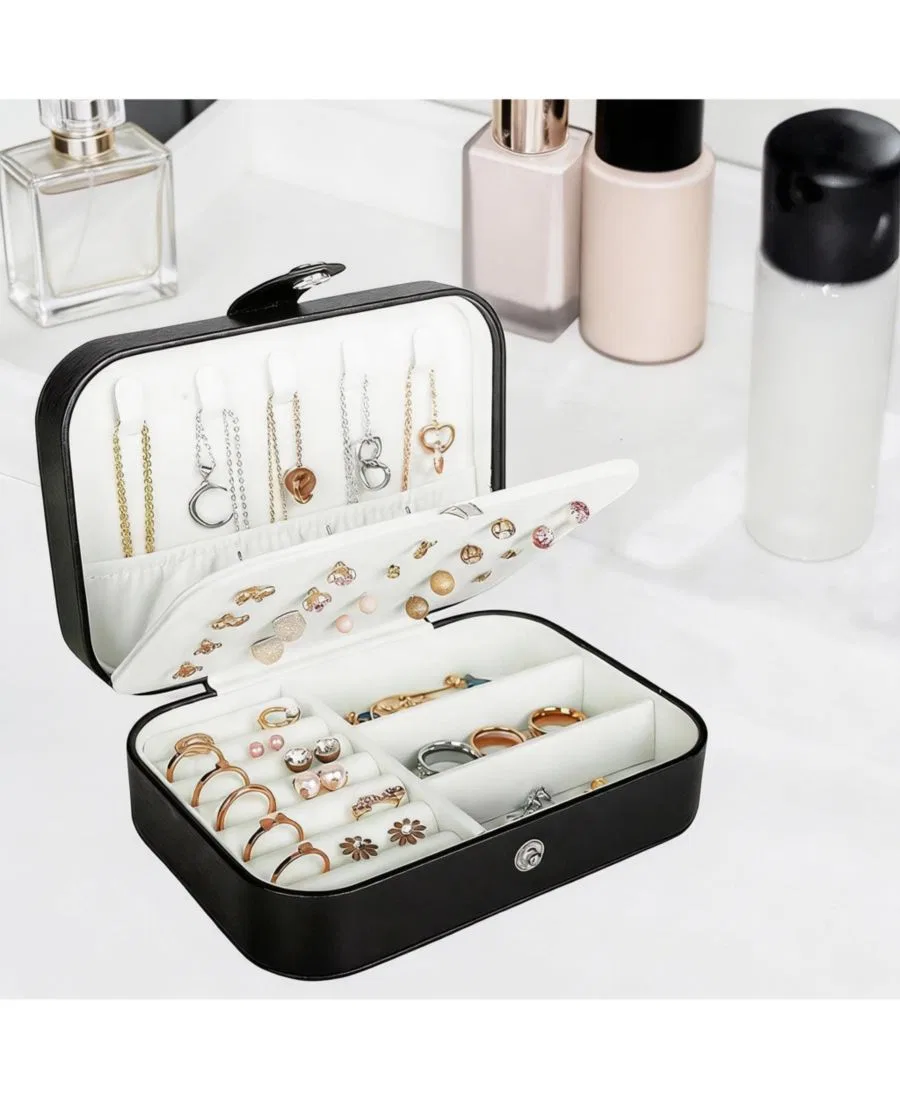 Миниатюрная шкатулка для украшений из искусственной кожи для женщин Yigii, черный — фото 2