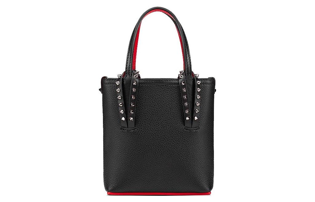 

Christian Louboutin Женская мини-сумка-тоут, сумка для покупок, сумка через плечо, CL LUBOTING из зернистой коровьей кожи, черная