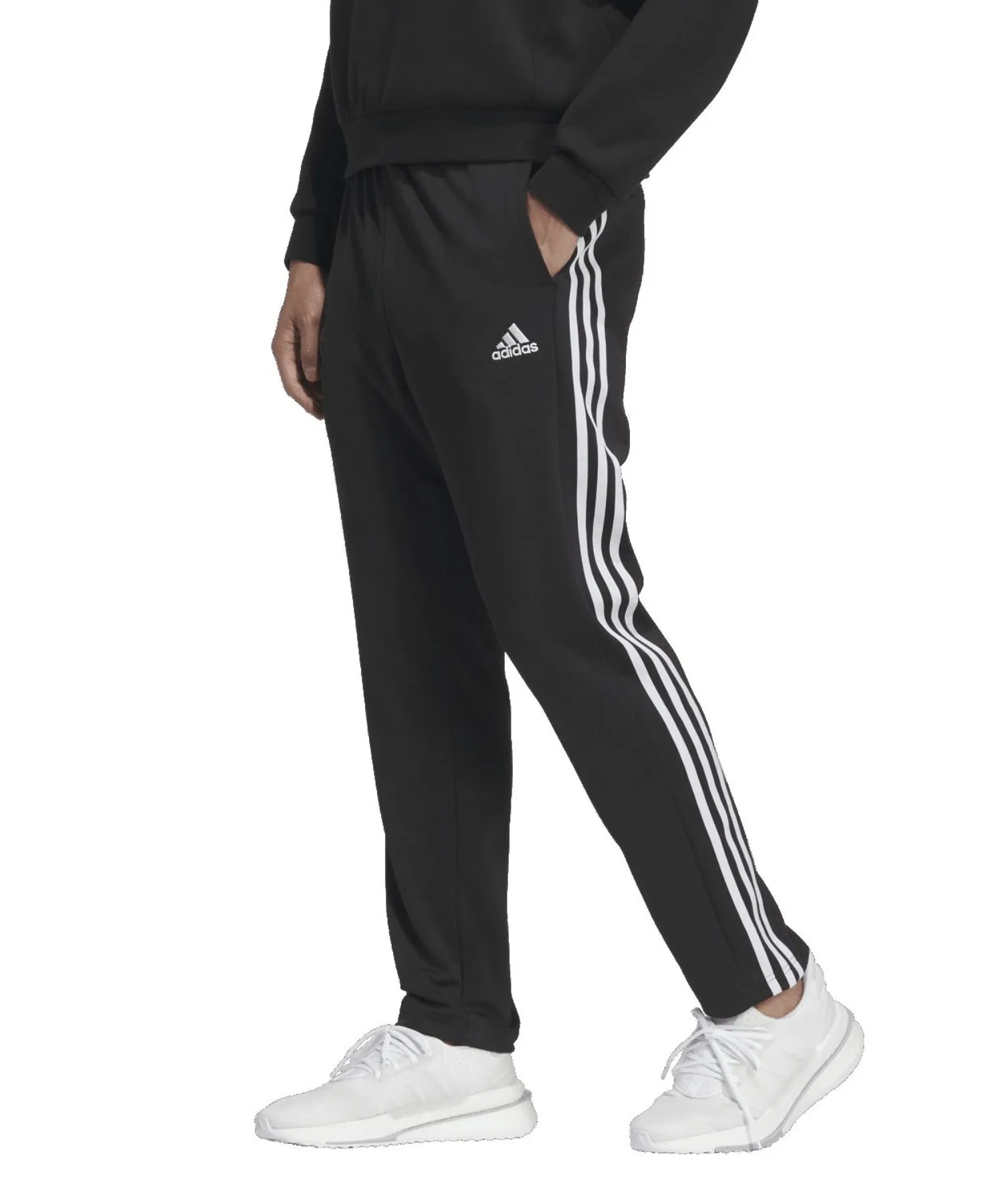 Мужские спортивные брюки adidas 3-Stripes из двойного трикотажа чёрно-белые